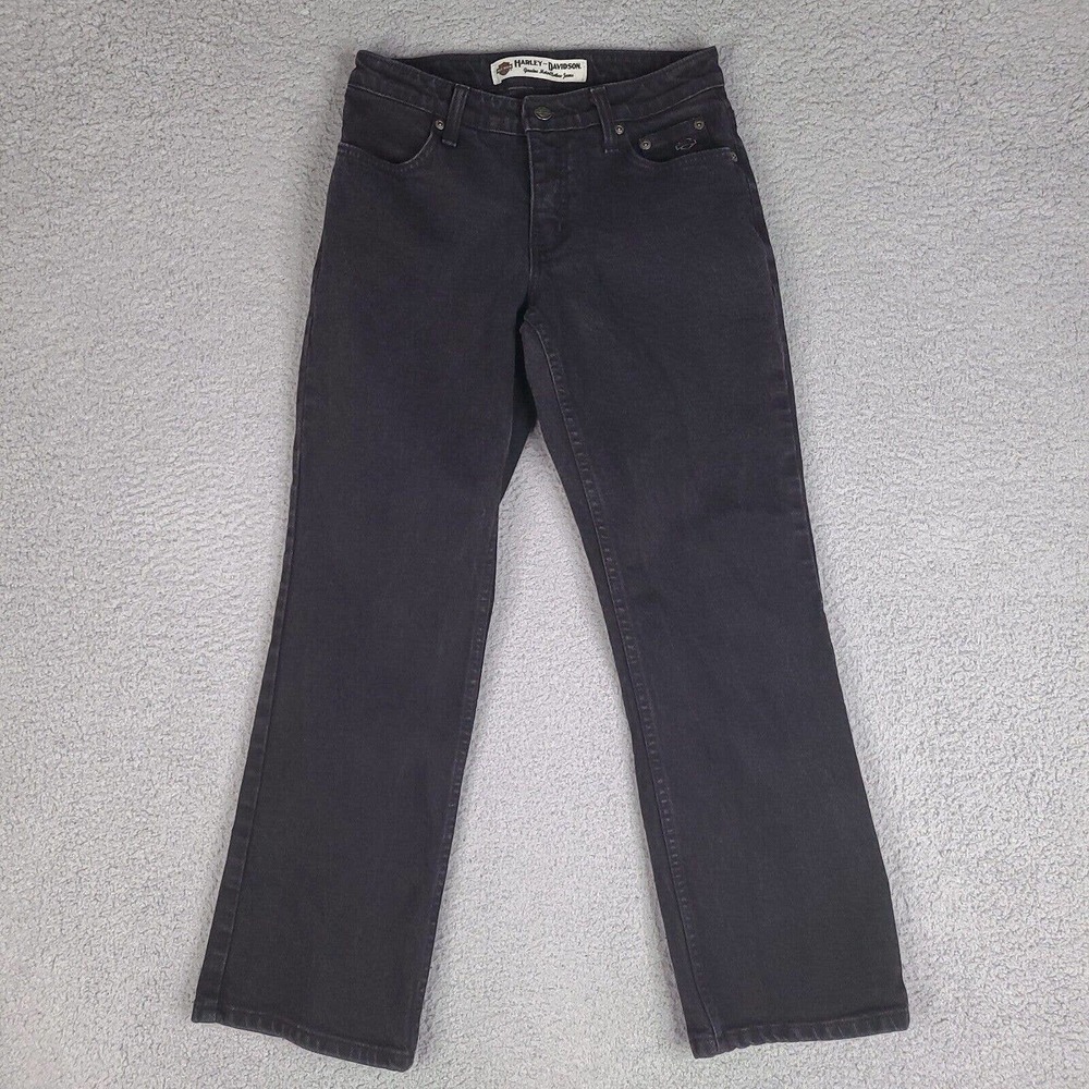 Harley Davidson Jeans Womens 4P Black Denim Bootcut 27x27 Cotton‎ Blend